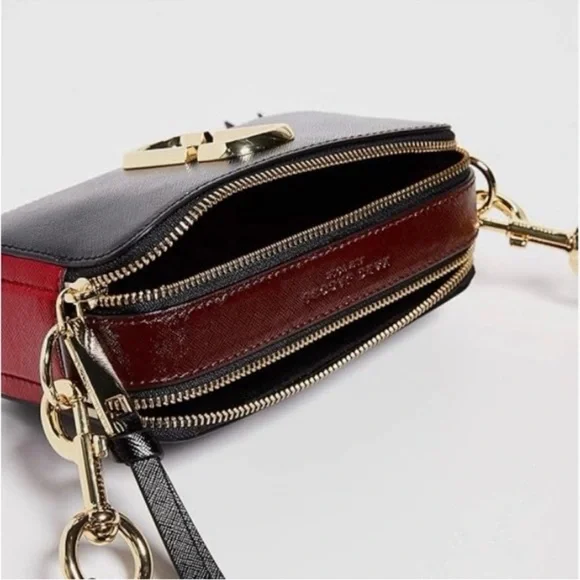 Marc Jacobs Black and Burgundy Snapshot Crossbody Bag - Picture 2 of 8